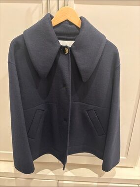 GANNI Classic Navy Wool Blend Women's Jacket 38